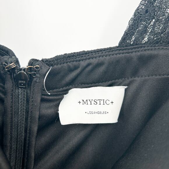 Mystic‎ Womens Party Evening Whimsigoth Sleeveless Lace Maxi Dress Size M Black - Picture 4 of 10